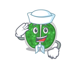 Sailor cartoon character of chroococcales bacteria with white hat