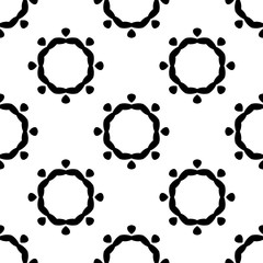 Black and white seamless pattern, texture, floral geometric design, retro, vintage ornament