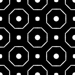 Black and white seamless pattern, texture, floral geometric design, retro, vintage ornament