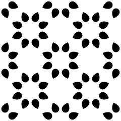 Black and white seamless pattern, texture, floral geometric design, retro, vintage ornament