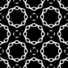Black and white seamless pattern, texture, floral geometric design, retro, vintage ornament