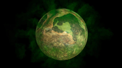 Alien World, Exoplanet Surface Landscape . 3d rendering illustration