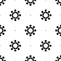 Black and white seamless pattern, texture, floral geometric design, retro, vintage ornament