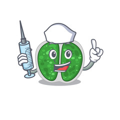 A nice nurse of chroococcales bacteria mascot design concept with a syringe