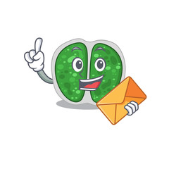 Happy chroococcales bacteria mascot design concept with brown envelope
