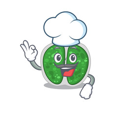 Chroococcales bacteria chef cartoon design style wearing white hat