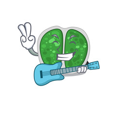 Talented musician of chroococcales bacteria cartoon design playing a guitar