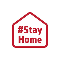 Stay at home in simple house and under roof. Covid 19 or Coronavirus protection campaign icon. Symbol or symbol vector illustration