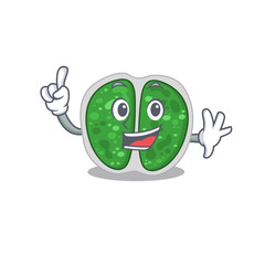Chroococcales bacteria mascot character design with one finger gesture