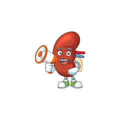 A picture of leaf human kidney cartoon design style speaking on a megaphone