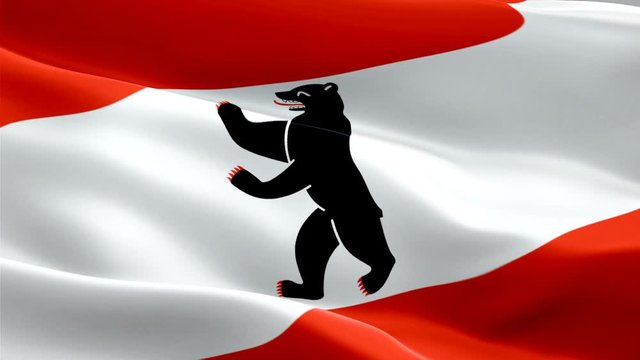 Berlin German federal State flag flag Closeup 1080p Full HD 1920X1080 footage video waving in wind.National Germany 3d Berliner flag waving. Sign of Berlin seamless loop animation.Berliner flag HD
