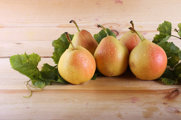 Pears on table