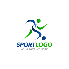 Sport logo design template with abstract shapes vector