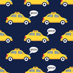 Fototapeta premium Taxi. Cartoon Transportation Background.