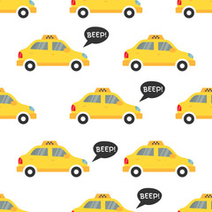 Fototapeta na wymiar Taxi. Cartoon Transportation Background.