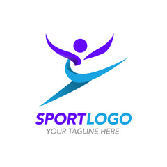 Sport logo design template with abstract shapes vector