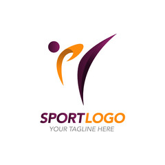 Obraz premium Sport logo design template with abstract shapes vector