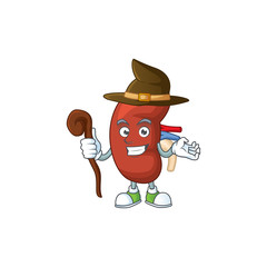 Cute and sneaky Witch leaf human kidney cartoon design style