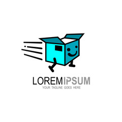 Box logo, Fast delivery logo template design with a running box