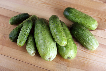 Cucumbers on table