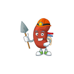 cartoon character design of leaf human kidney work as a miner