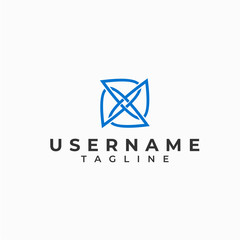 Fototapeta premium Blue square abstract logo design with monoline style