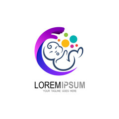 Baby care logo, Logo of child care, Baby sleeping on hand