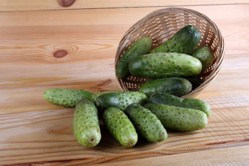 Cucumbers on table