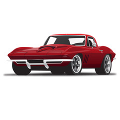 Fototapeta na wymiar Red 1960's Vintage Classic muscle Sports Car