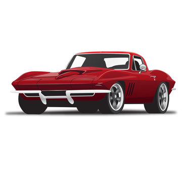 Red 1960's Vintage Classic Muscle Sports Car