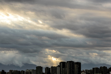 Sunset city at Santiago de Chile