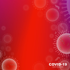 Coronavirus COVID-19 2019-nCoV outbreak and influenza in red background. Pandemic medical health risk, immunology, virology, epidemiology concept. Vector. 