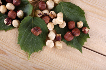 Hazelnuts on table