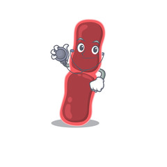 Bacillus bacteria in doctor cartoon character with tools