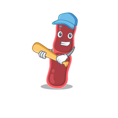 Picture of bacillus bacteria cartoon character playing baseball