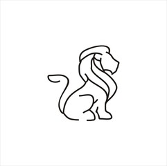 lion animal line logo design  vector icon , art  , lion logo design vector image , leo line logo icon design , lion logo desain illustration stock 