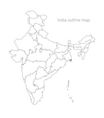 Vector template India country map divided on state
