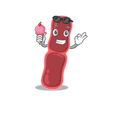 Cartoon design concept of bacillus bacteria having an ice cream