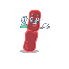 Bacillus bacteria smart Professor Cartoon design style working with glass tube