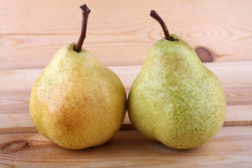 Pears on table