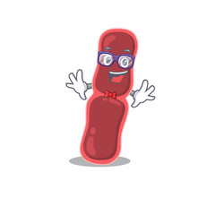 Mascot design style of geek bacillus bacteria with glasses