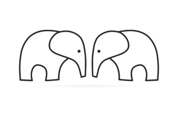 Doodle coloring page book elefant. Sketch icon isolated on white. Hand drawing line art. Outline vector stock illustration
