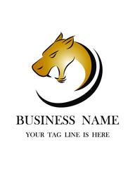 Black line logo of tiger head on a white background Enter brand name And the slogan below