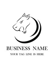 Black line logo of tiger head on a white background Enter brand name And the slogan below