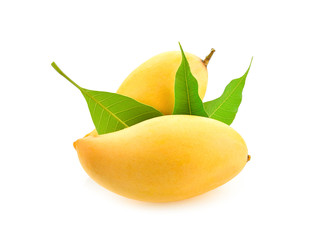 Ripe mango on white background