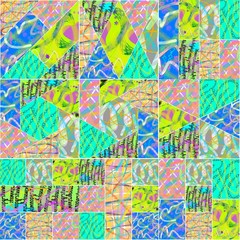 Creative abstract collage mosaic, bright colorful background