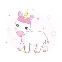 Vector illustration of cute unicorns.