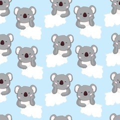 Koala bear pattern. Seamless pattern pink background.