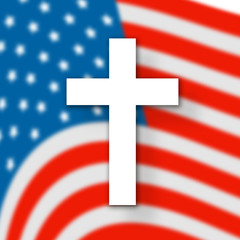 Obraz premium Christian cross banner on the USA flag