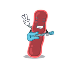 Talented musician of bacillus bacteria cartoon design playing a guitar
